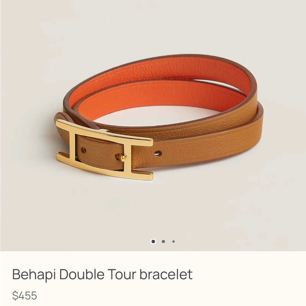 Hermes Behapi Tan and Orange Double Tour Bracelet
